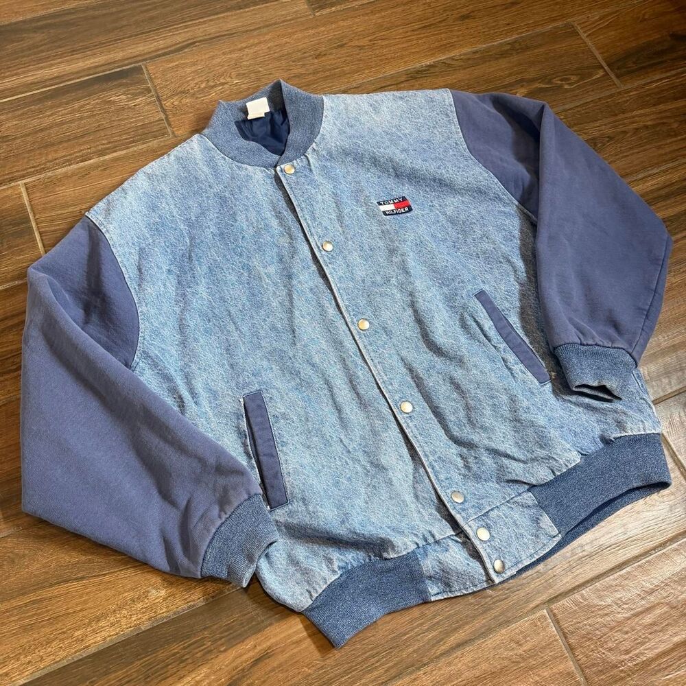 Vintage 90s Tommy Hilfiger Denim Varsity Bomber Jacket